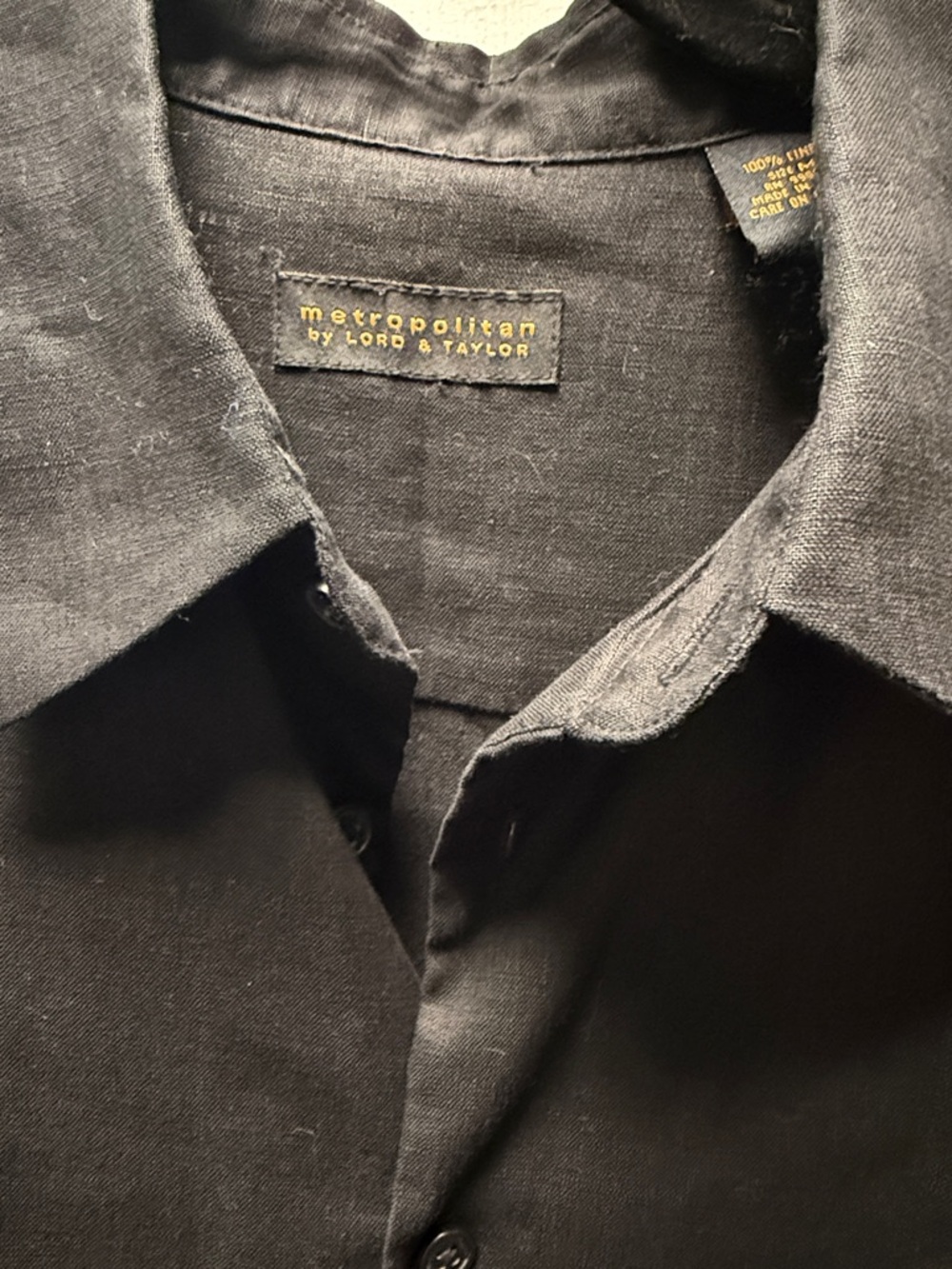Metropolitan by Lord & Taylor Black Casual Button-Down Shirt